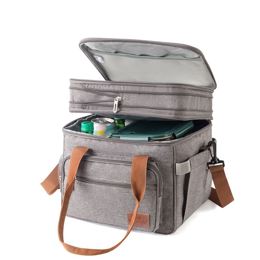 Double Layer Waterproof Insulated Cooler Bag with Shoulder Strap