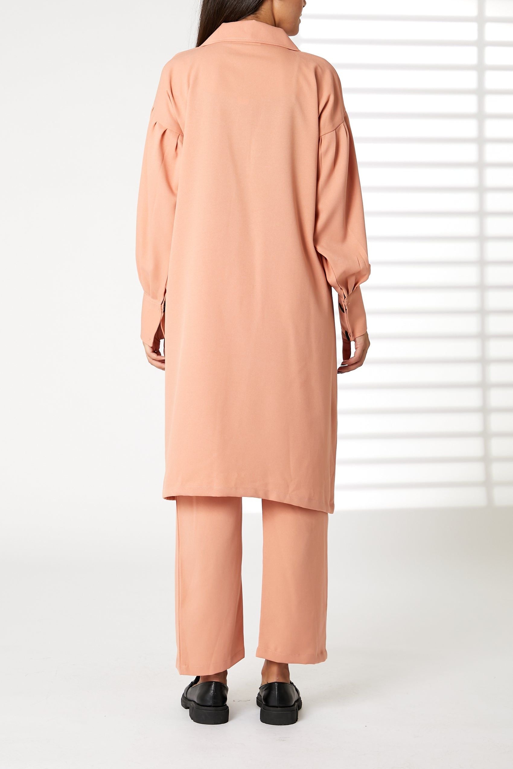 MOiSTREET Light Pink Mid Length Barbie Crepe Trench Coat Set