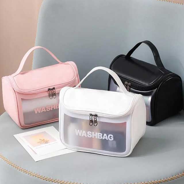 Large Capacity Portable Waterproof Transparent PVC Women Cosmetic Bag - Travel Organizer for Makeup & Toiletries
