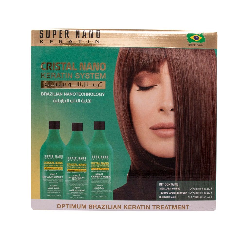 Super Nano Keratin Cristal Nano Brazilian Kera Kit, 3x1 Ltr