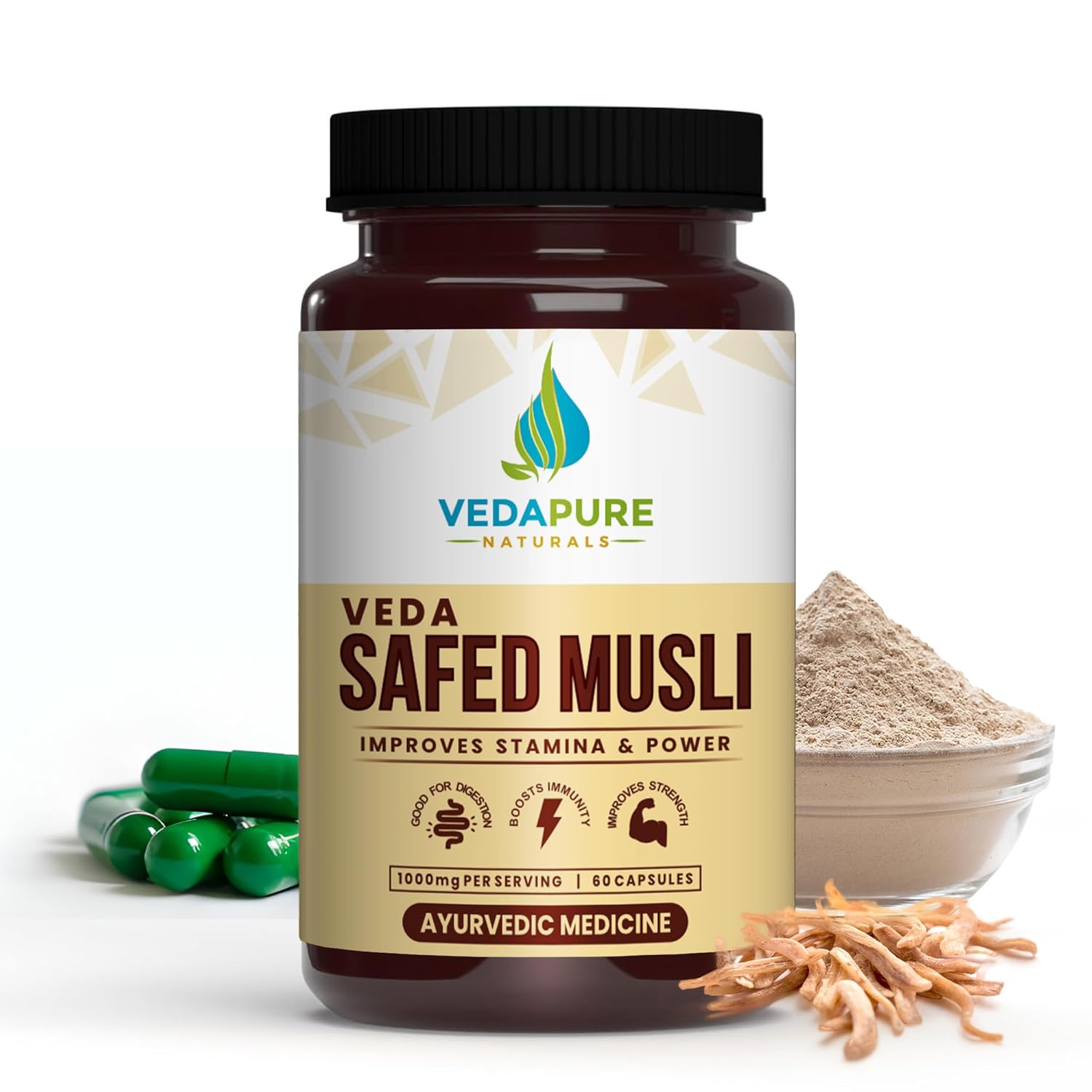 Vedapure Safed Musli Power For Strength 60 Capsules