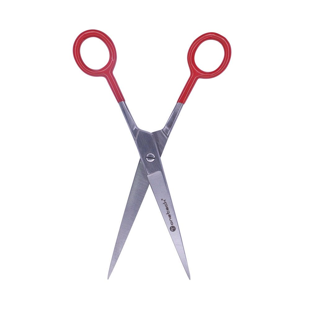 Onetech Stainless Steel Hair Scissors, Red Grip, 7 Inches