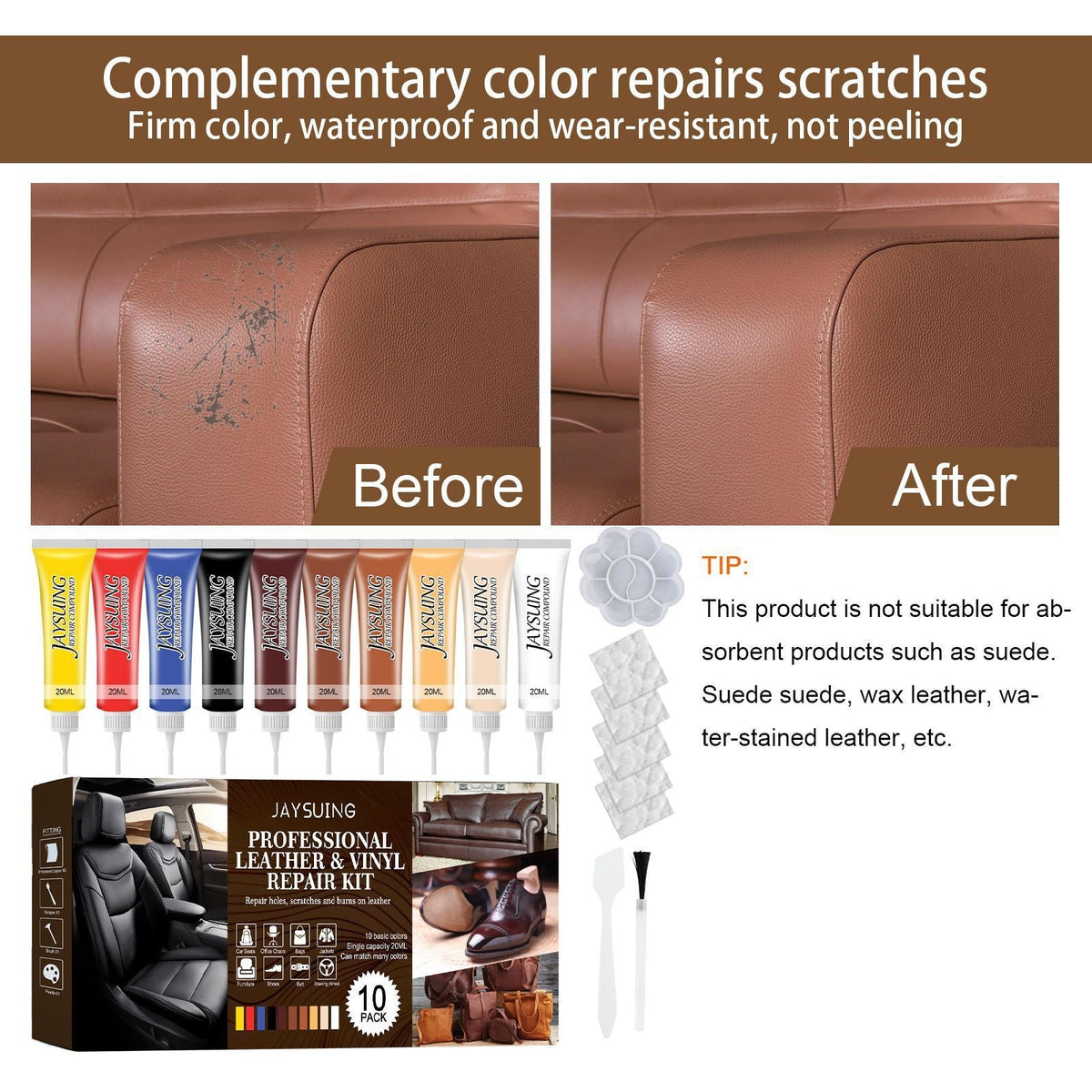 Leather Repair Kit Vinyl Filled Scratch Repair Kit For Furniture Car Seat Cushion