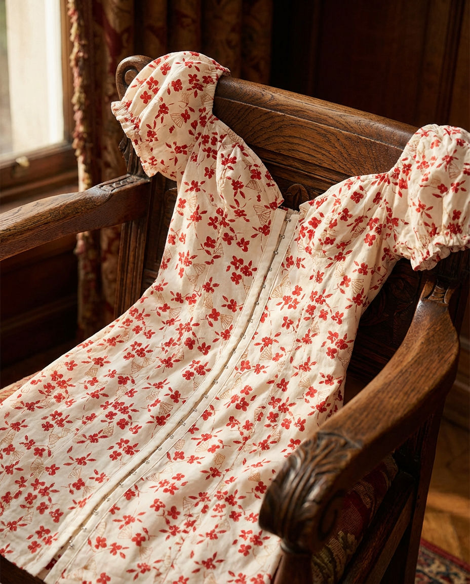 Urban Outfitters Urban Outfitters Cherry Print Puff Sleeve Front-Zip Mini Dress