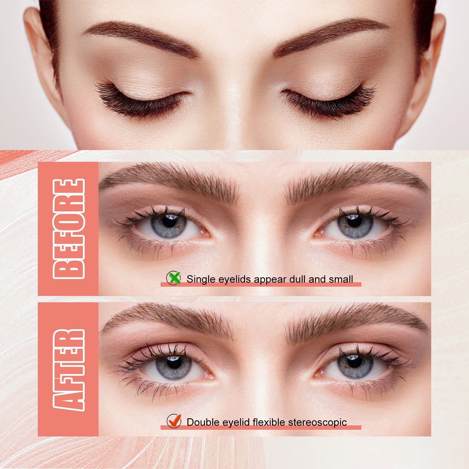 Natural Seamless Breathable Double Eyelid Tape, Waterproof, Invisible, Easy to Use ,1set