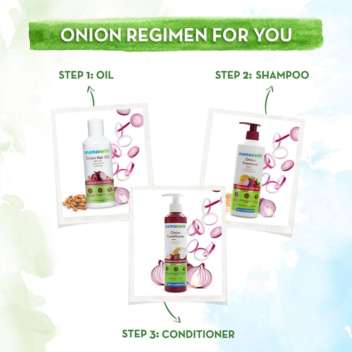 Mamaearth Onion Shampoo for Hair Growth & Hair Fall Control with Onion Oil & Plant Keratin 400ml