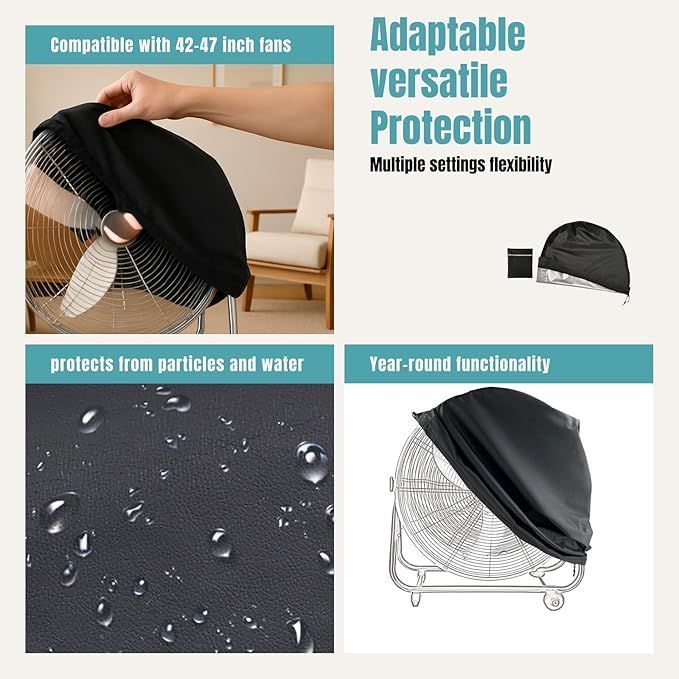 Industrial Fan Cover Waterproof Washable Outdoor Floor Fan Cover Protector