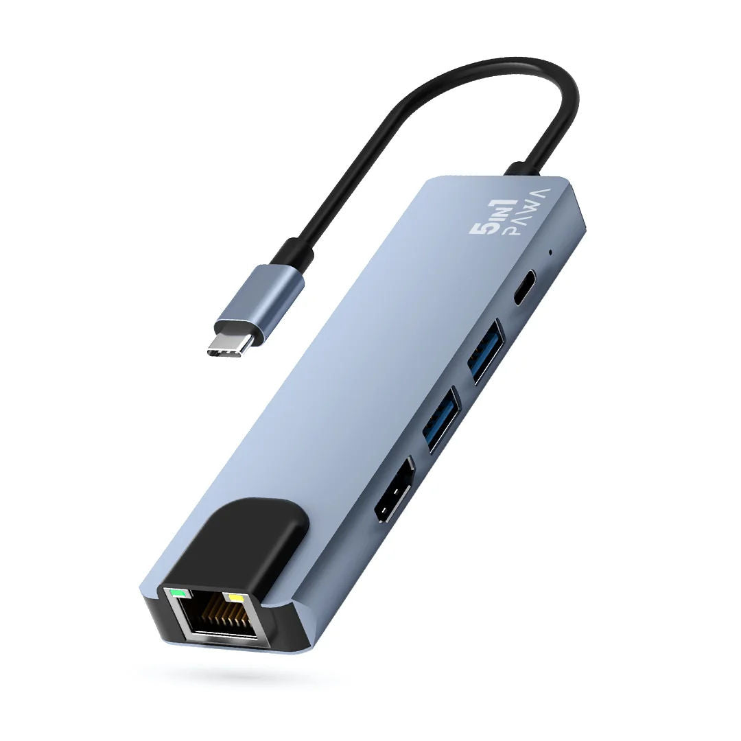 Pawa 5 In 1 Usb-C Hub With 4k HDTV-Grey