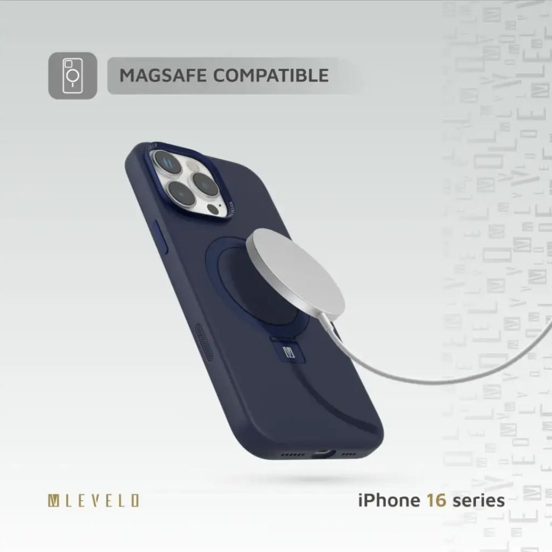 Levelo Iris Pro Magsafe Liquide Silicone Case for iPhone 16 Pro Max, Blue