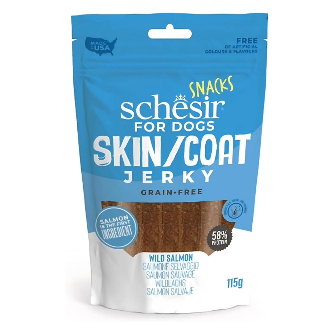 Schesir Grain-Free Snacks Skin & Coat Jerky Wild Salmon For Dog, 115gm