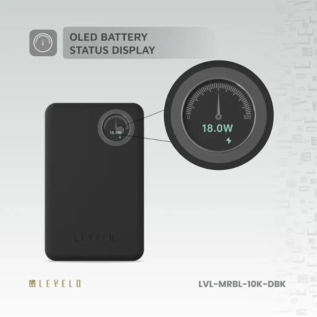 Levelo Marbella MagSafe Leather 10000mAh Power Bank, Fast Wireless Charging