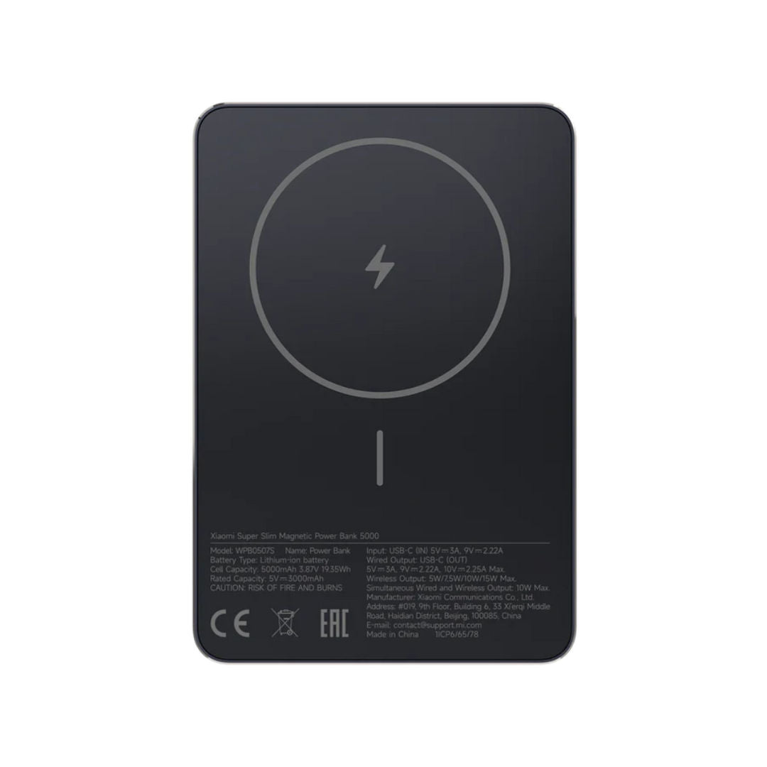 Xiaomi Super Slim Magnetic Power Bank 5000mAh 7.5W Wireless & USB-C Fast Charging