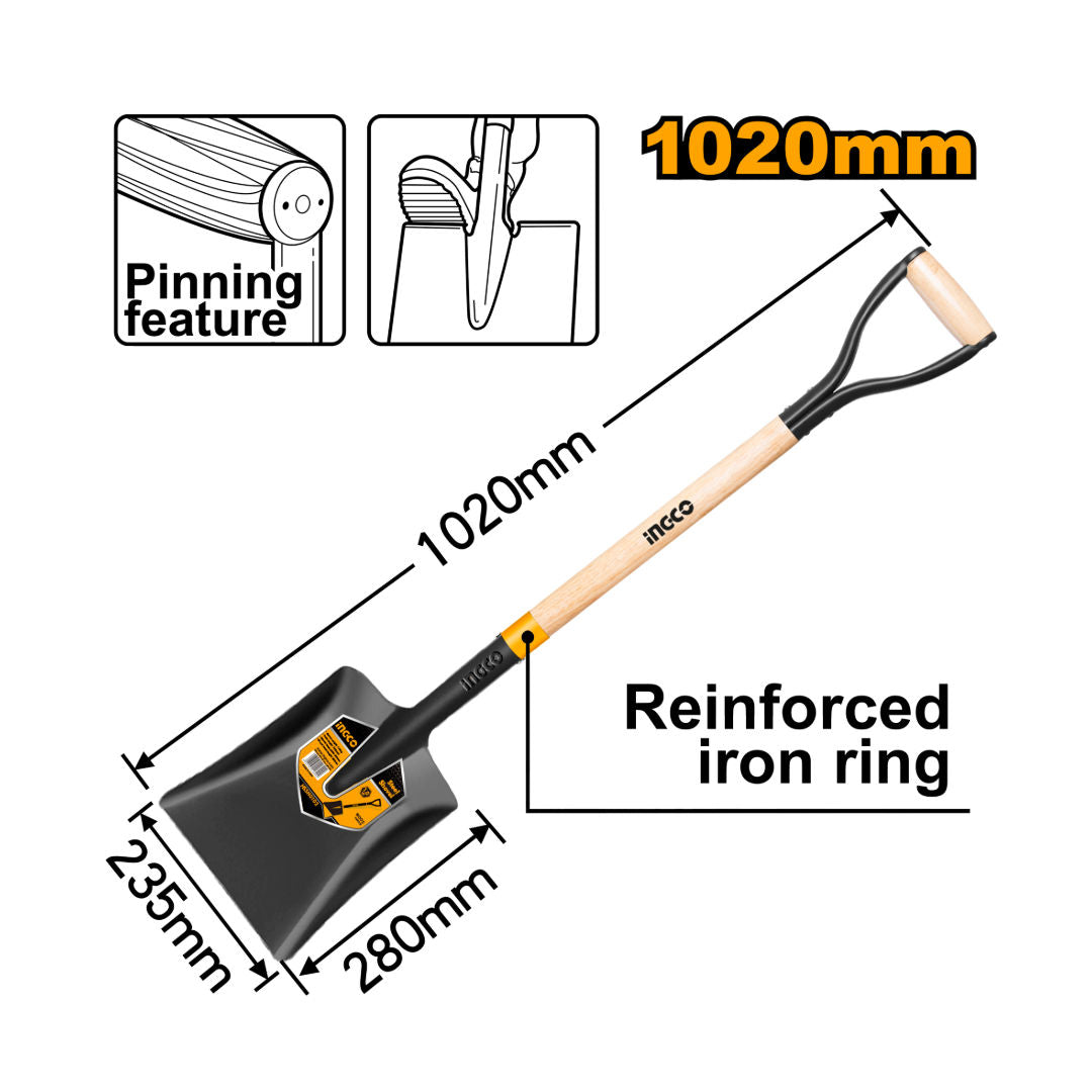 INGCO Steel Shovel, Carbon Steel, 1kg