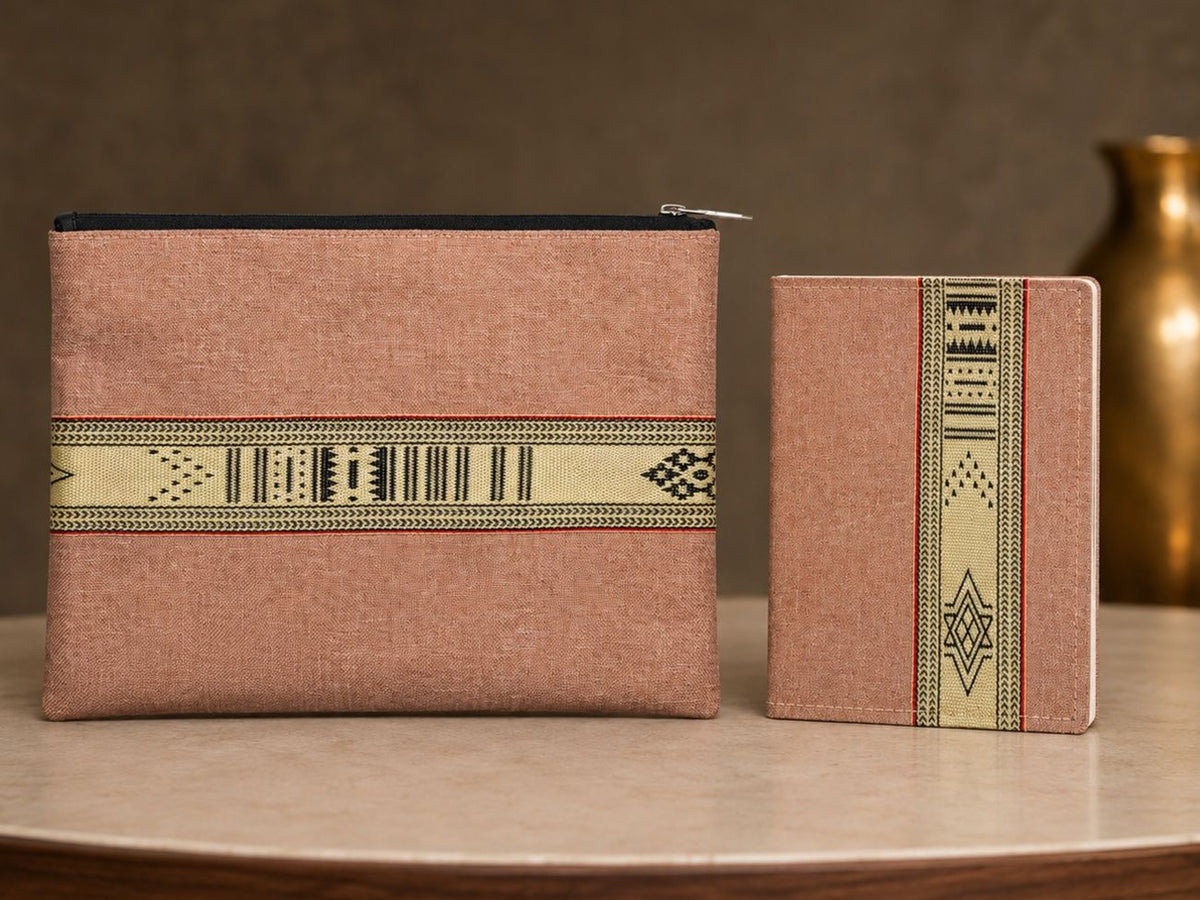 iPad Bag & Notebook Set with Traditional Woven Design, Assorted Colors