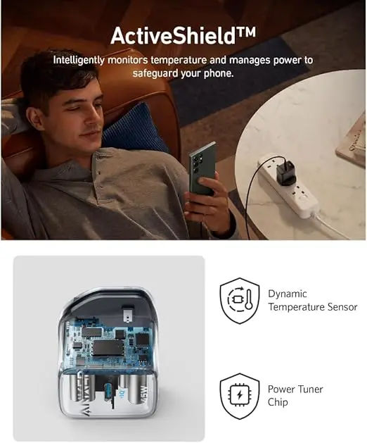 Anker 313 USB-C Fast Charger 45W, Power Delivery, Single-Port Compact Adapter, Black