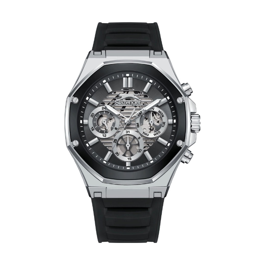 Slazenger Gents Multifunction Analog Watch with Silicone Band, 44mm