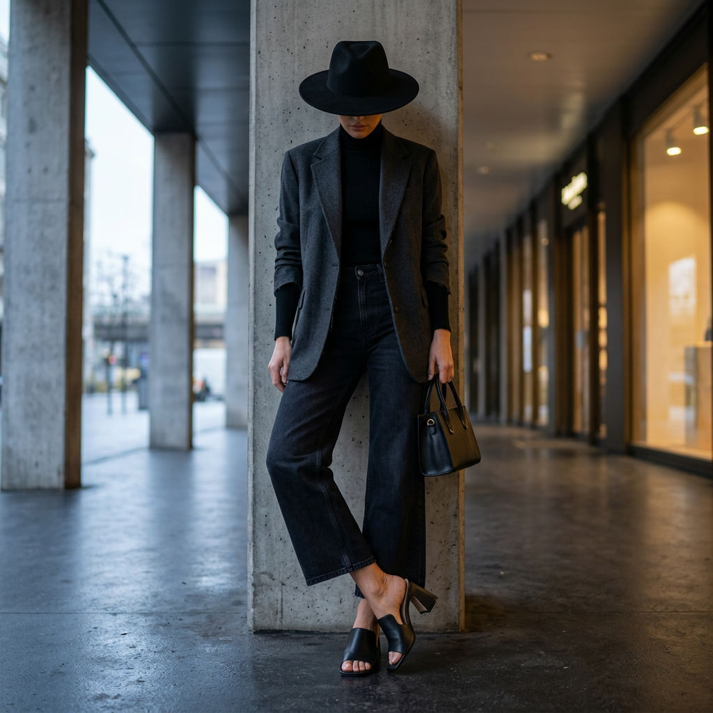 KOAN Onde Piane Black Sculpt Statement Heel Mule
