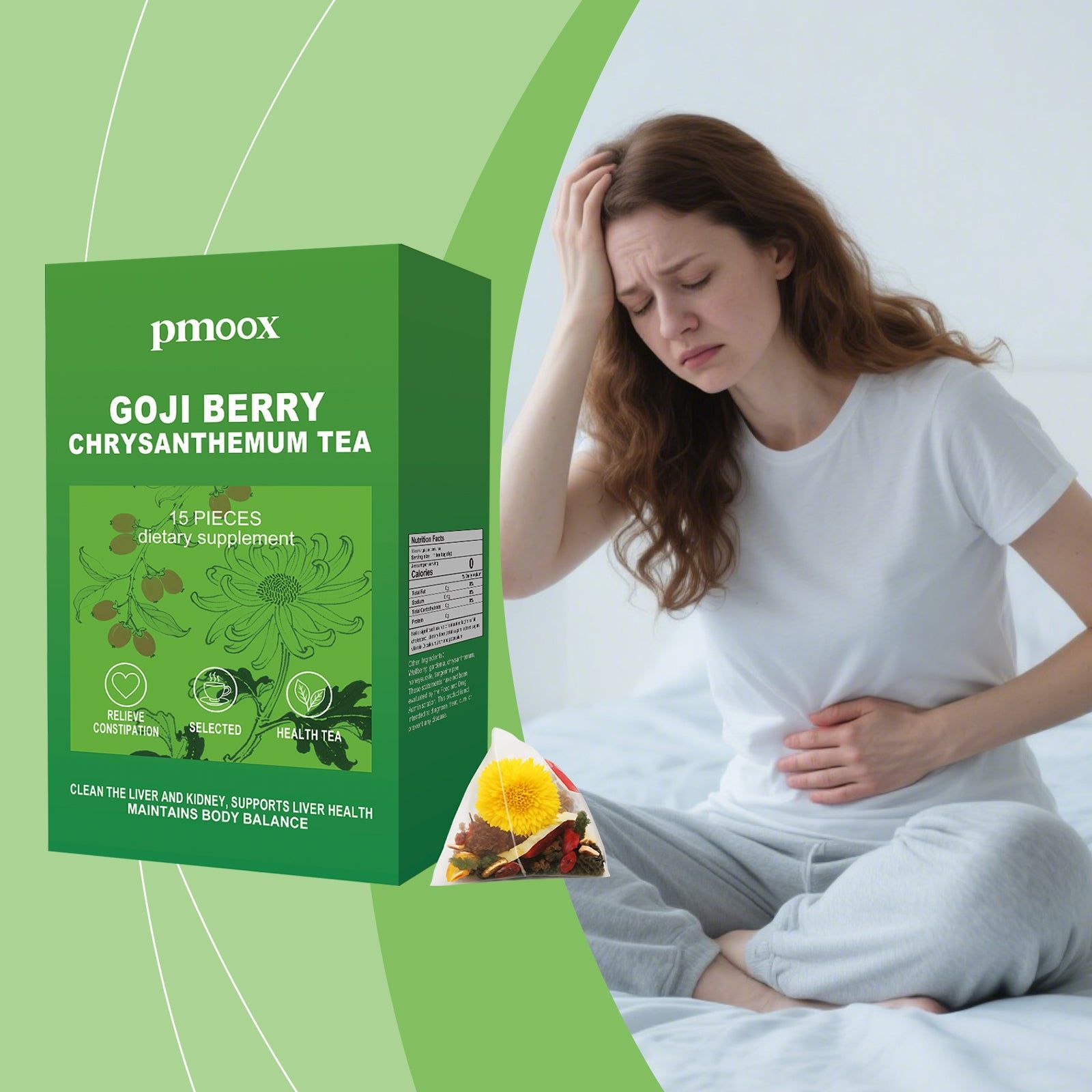 Body Care Goji Chrysanthemum Tea, Detox, Liver Support, Digestive Health ,15pieces