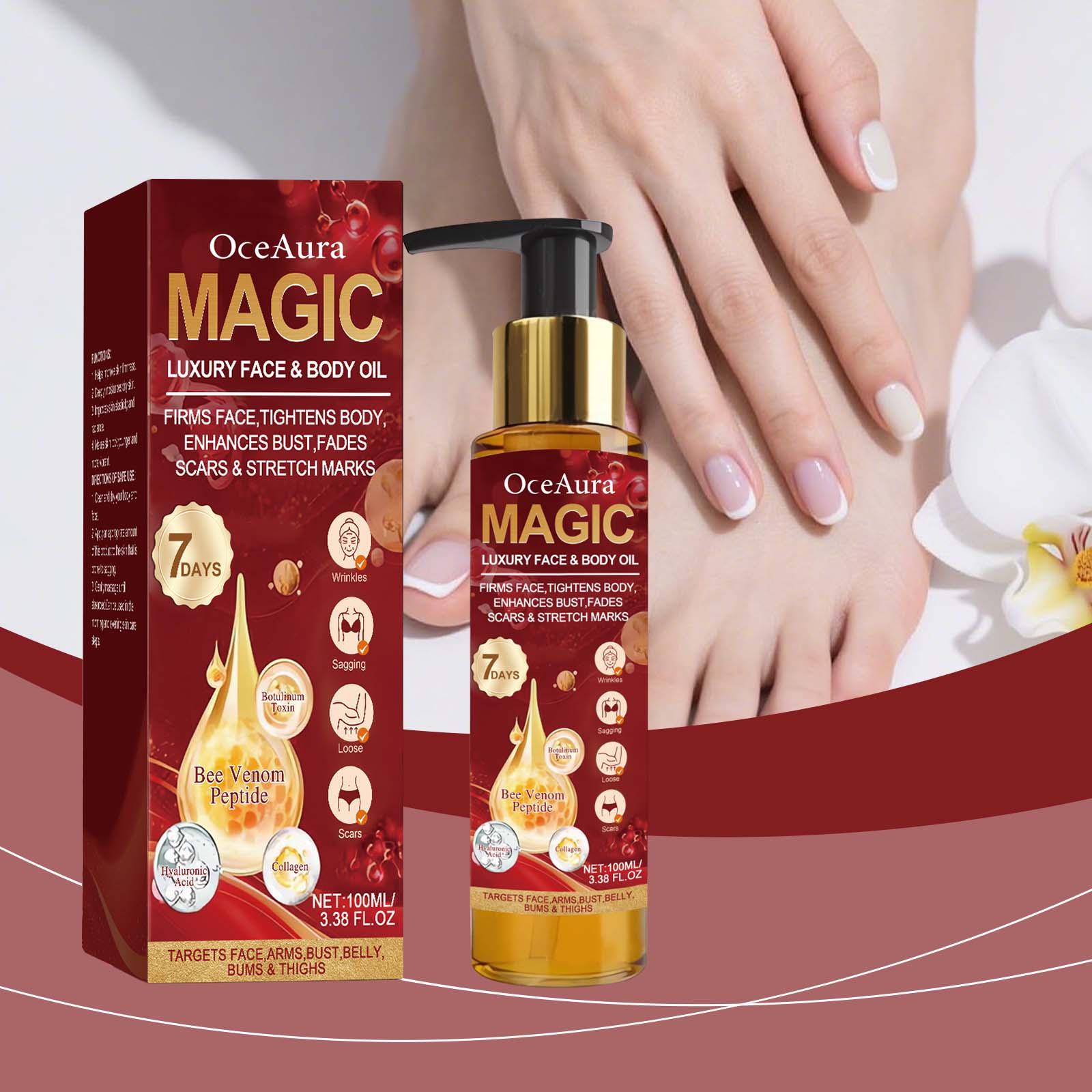 Bee Venom Skin Care Oil, Hydrating, Anti-Aging, Moisturizing, Elasticity ,100ml