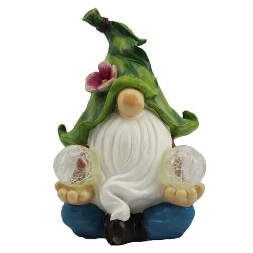 Outdoor Solar LED Gnome Resin Statue Figurine Light For Yard Home Décor