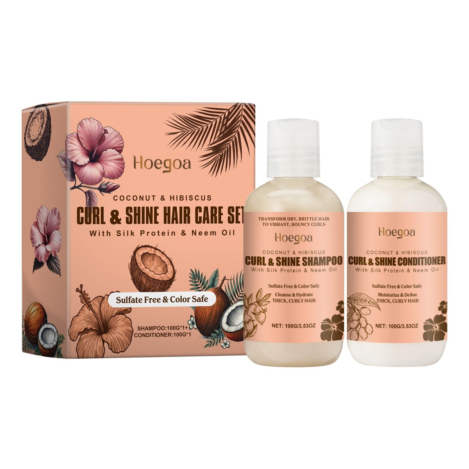 Coconut Moisturizing Shampoo Set for Curly Hair, Volumizing, Deep Nourishment ,1set