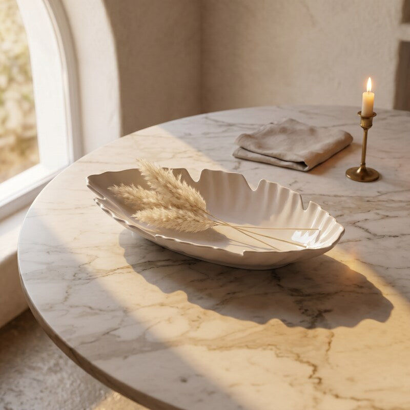 Tati deco White scalloped shell bowl