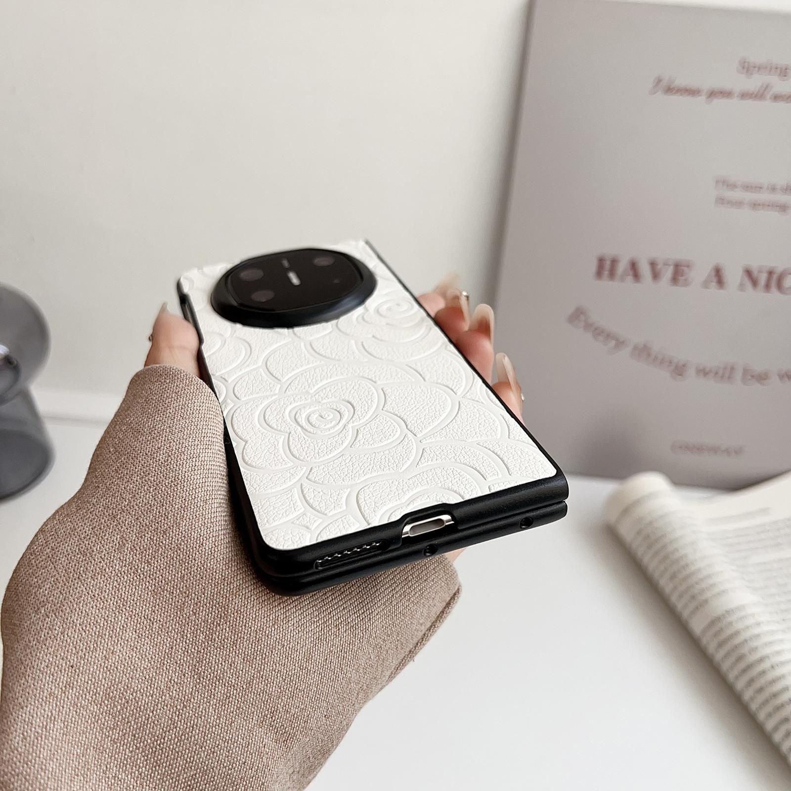 Camellia Pattern PU Case For Huawei Mate X5