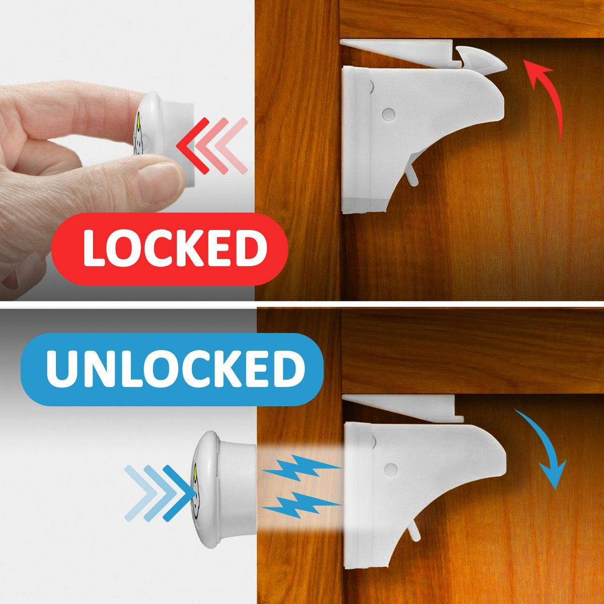 Magnetic Cabinet Locks Baby Proofing Safety Cupboard Locks 4 Locks 1 Key