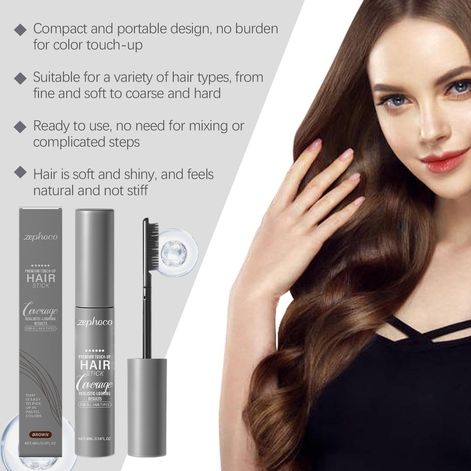 Brown Hair Cover Cream, Waterproof, Long-Lasting, Natural, Easy Color ,4ml