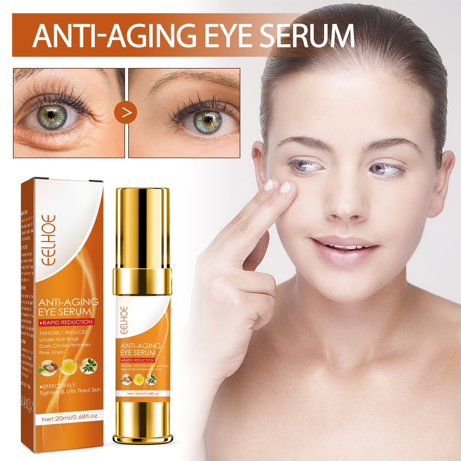 Anti-Aging Eye Serum, Reduces Dark Circles, Fine Lines, Puffiness, Eye Bags ,20ml