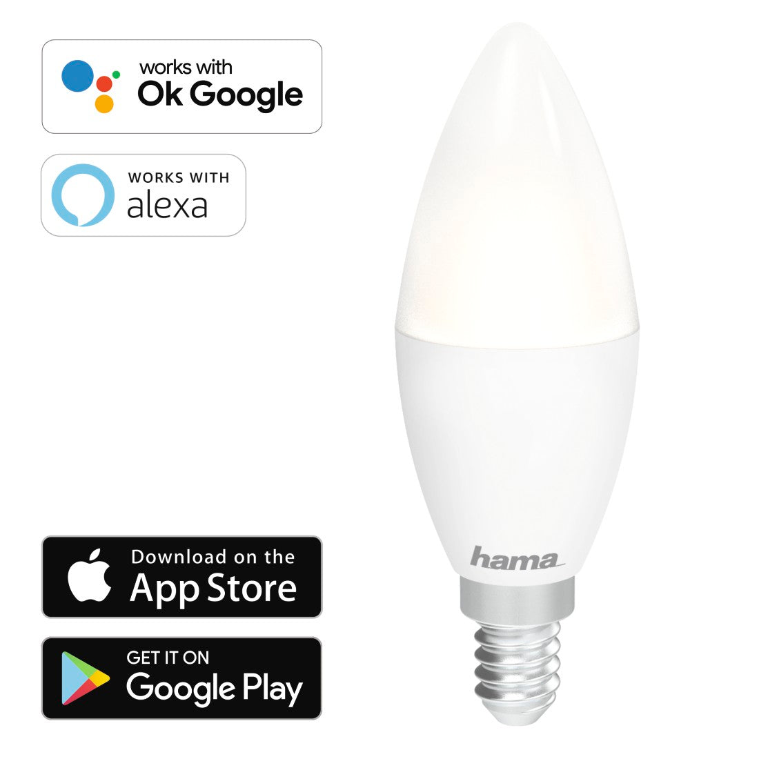 Hama 176559 WiFi-LED Light, E14, 4.5W, white, can be dimmed