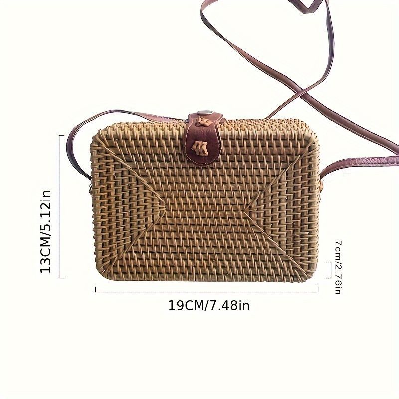 Handwoven Rattan Bag Summer Beach Crossbody Bags Woven Clutch for Women