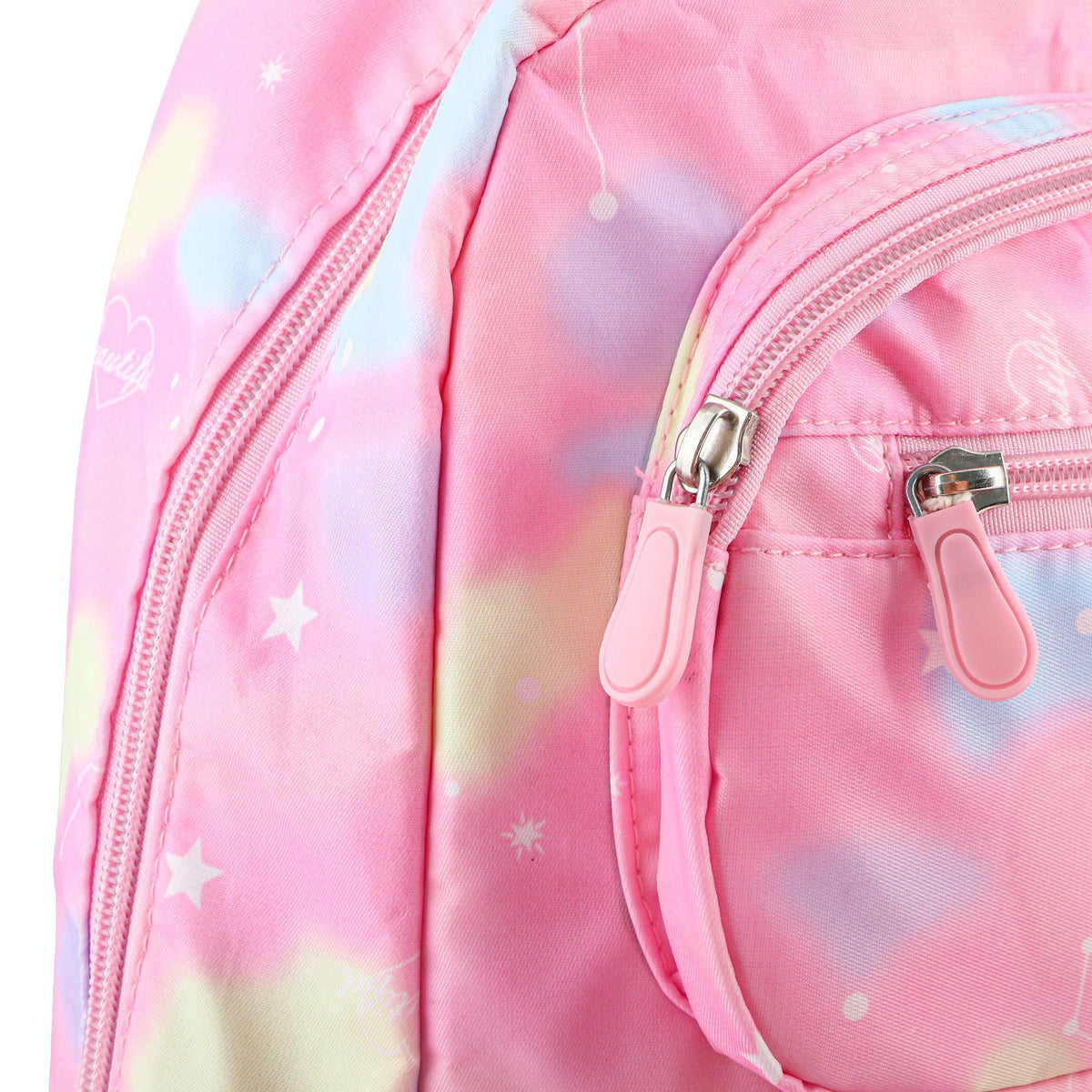 RSC C22 041, Girls School Backpack, Pastel Multicolor Printed Design, Pink