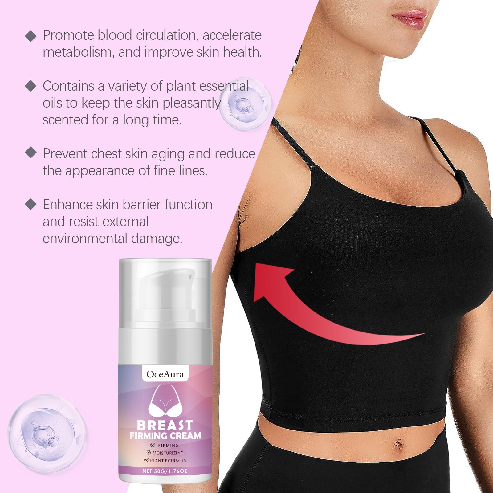 Chest Care Cream, Firming & Lifting, Collagen, Vitamin E, Anti-Aging ,50g