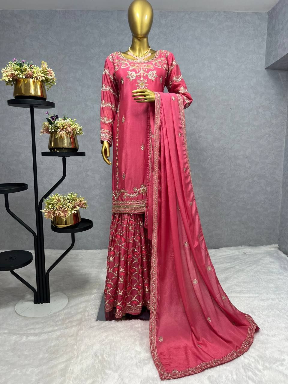 Fab Zone Women's Sharara Dupatta Set With Kurti Design