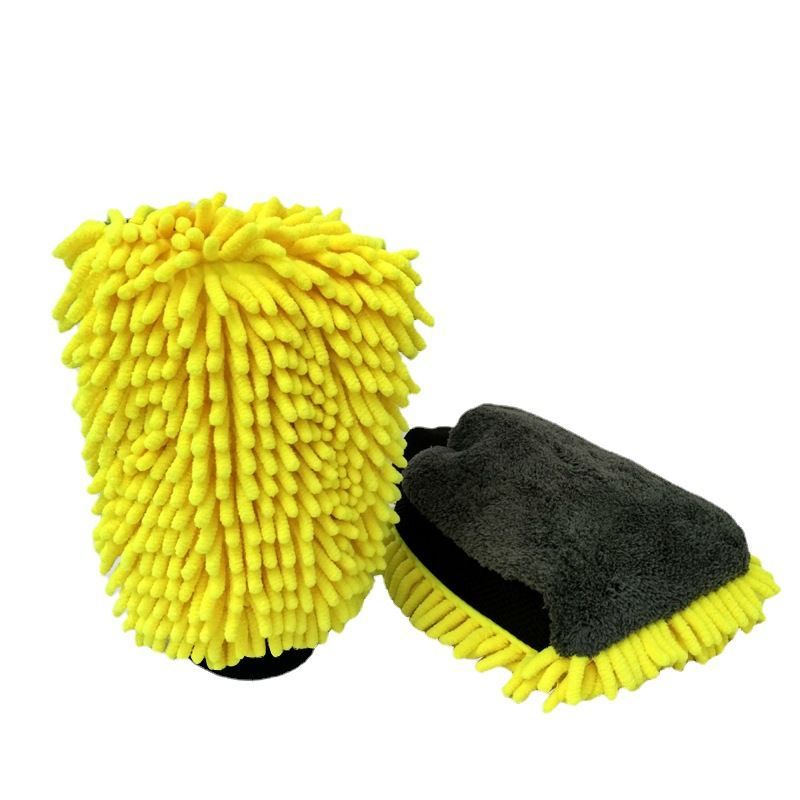 Double-Faced Car Wash Glove Chenille Microfiber Cleaning Pad Car Wax Detailing Brush