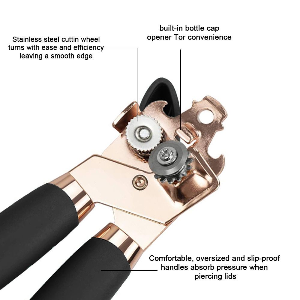 Manual Can Opener With Anti Slip Grip Handheld Smooth Edge Ergonomic