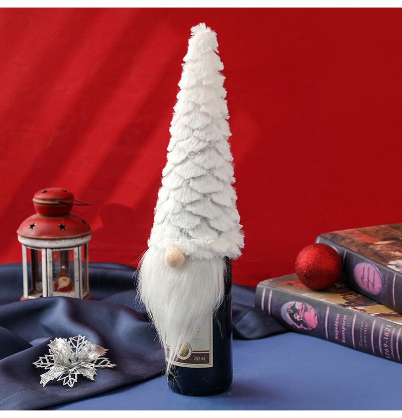 4pcs Christmas Wine Bottle Cover Faceless Old Man Doll Decoration Wine Bag