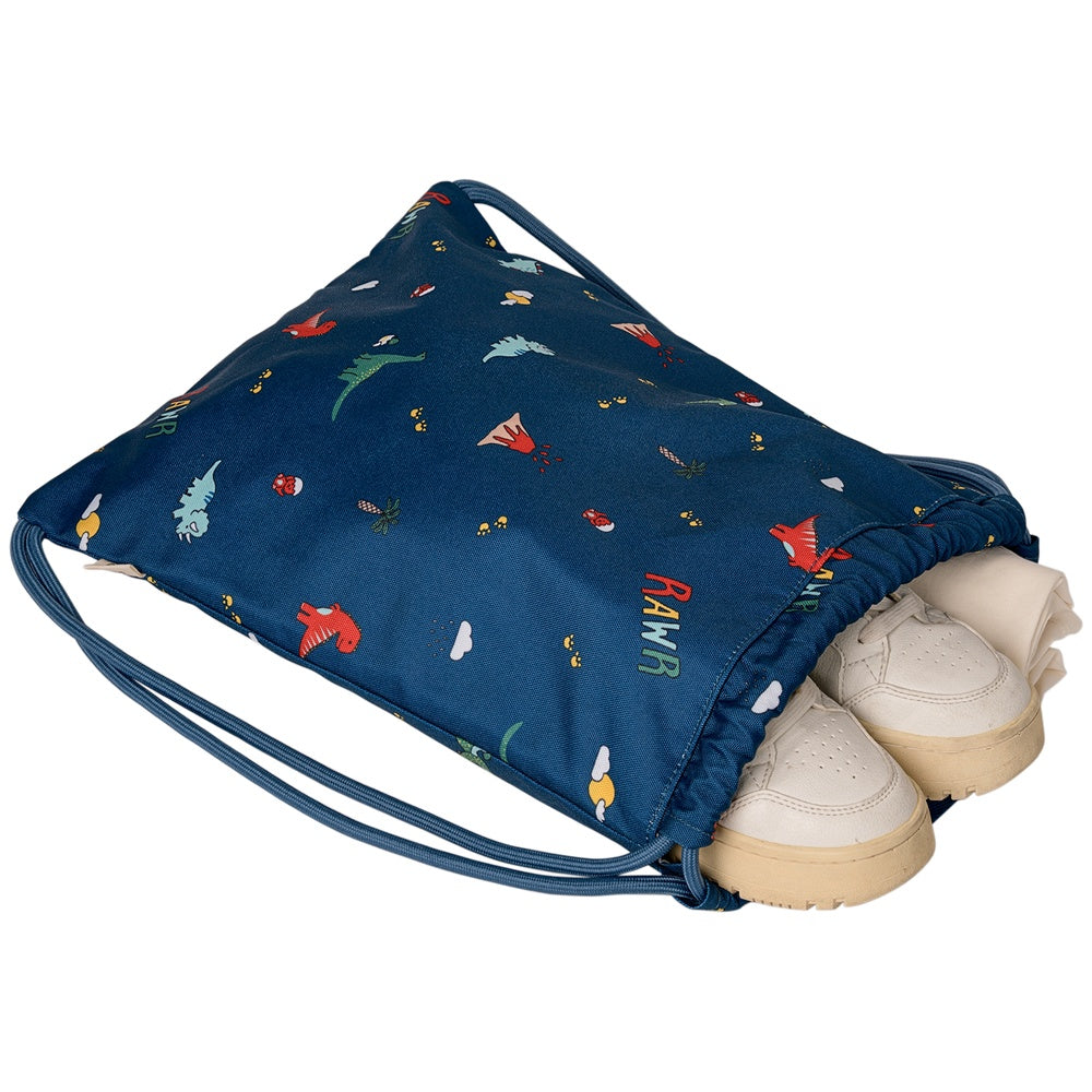 Drawstring Wet Bag - Blue Dino