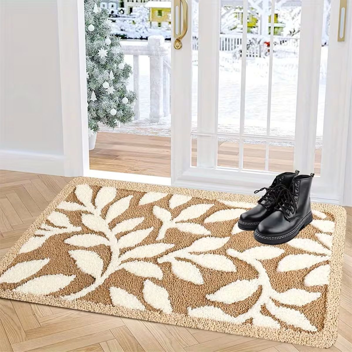 AIESY® Micro-Poly Shaggy Leaf Shape Multi-Purpose Door Mat for Home