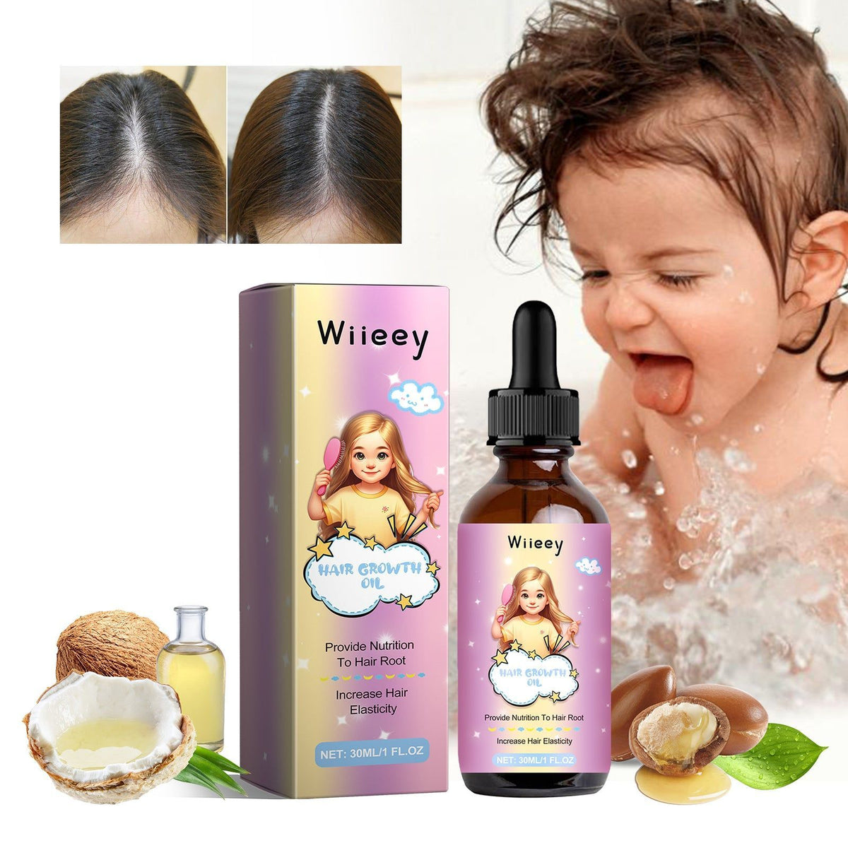 Moisturizing Repair Hair Oil, Nourishing Leave-In Treatment for Soft Shiny Hair ,30ml