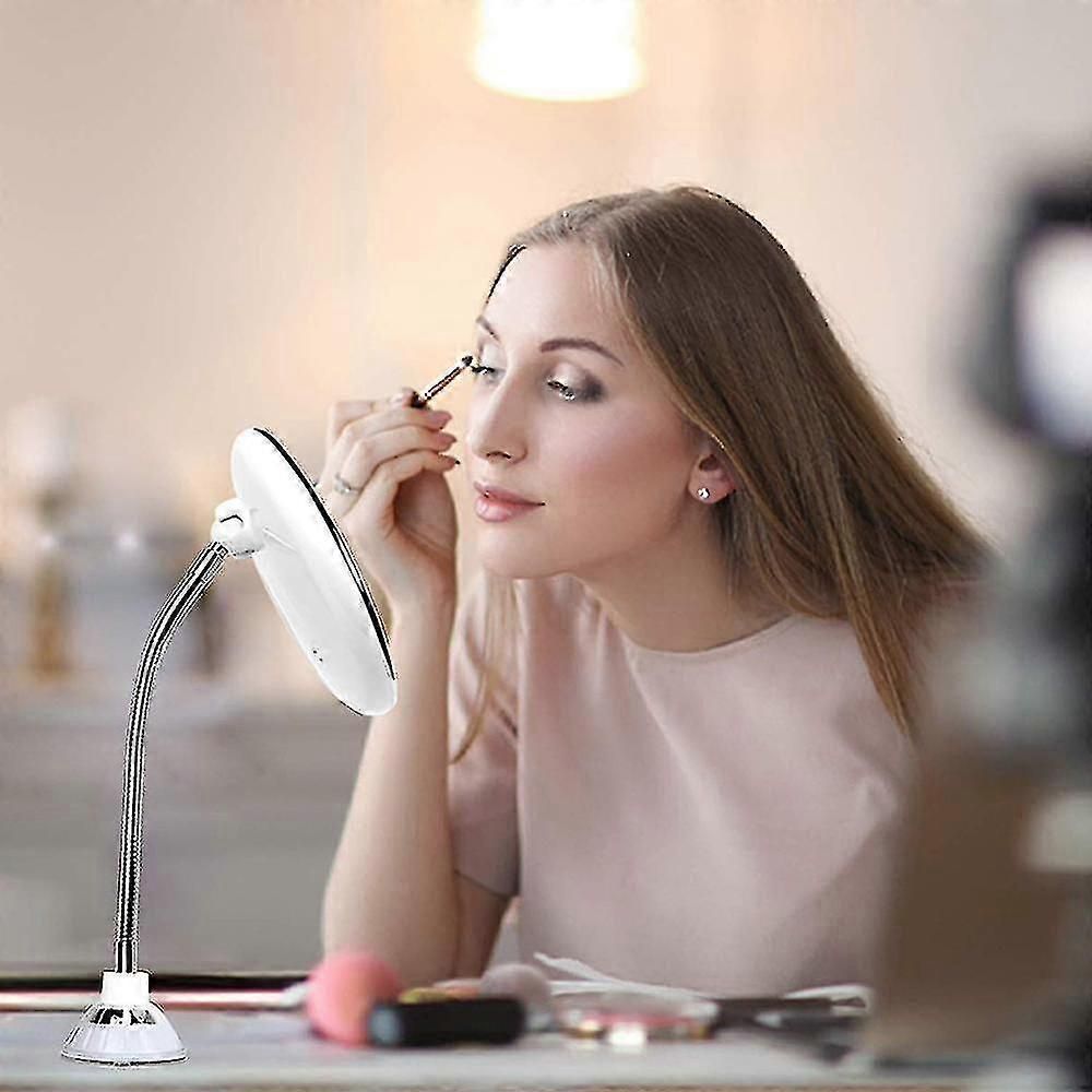 Flexible Gooseneck 11.5" 10x Magnifying Led Lighted Mirror Illuminated ,bathroom Vanity Mirror With Strong Suction Cup, 360 Degree Swivel,daylight,cor zxin