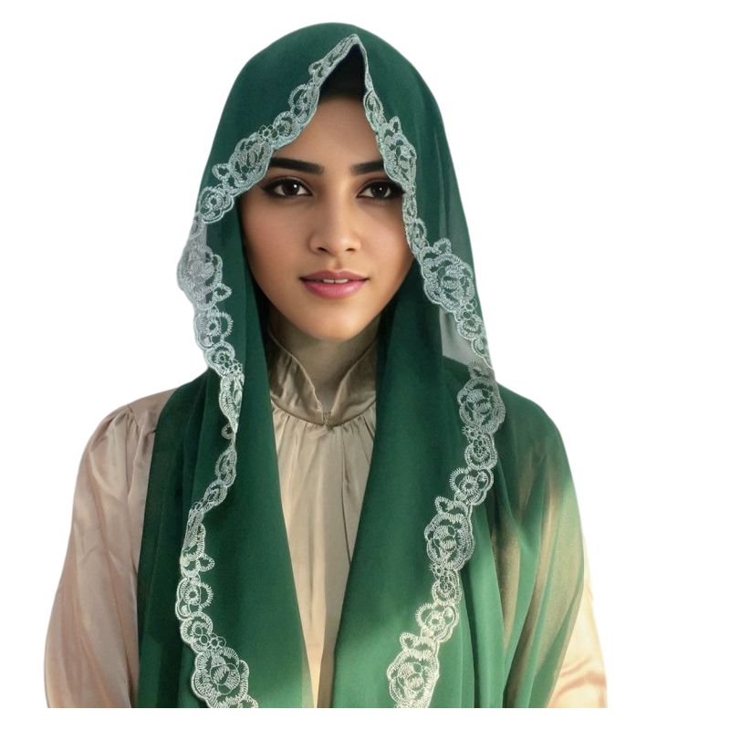 Women's Lace Edge Hijab Scarf Solid Color Summer Head Wrap