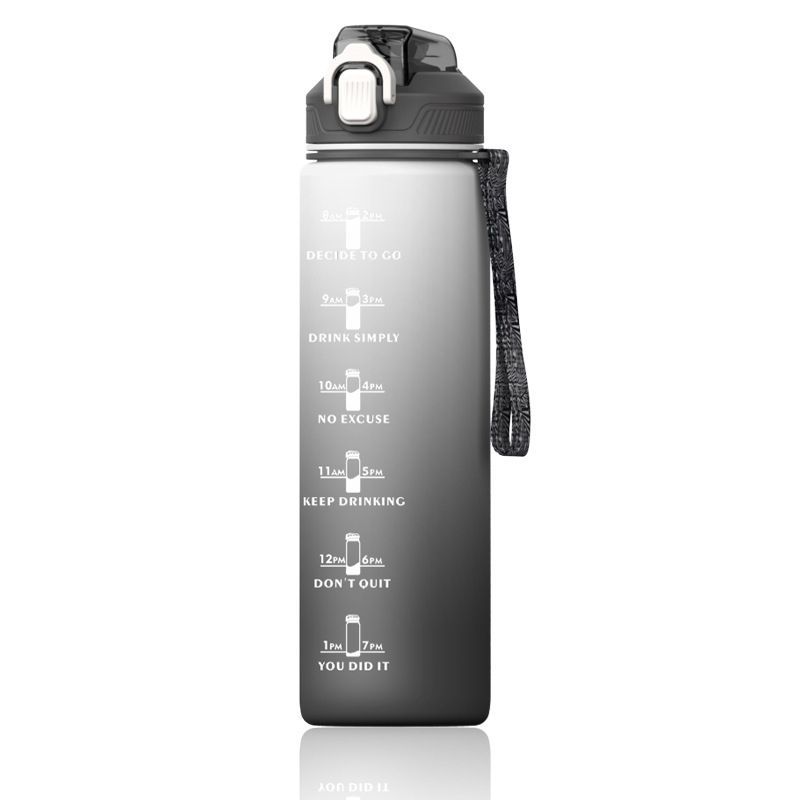 Plastic Water Bottle Leakproof Drink Bottle With Time Marker For Fitness Sports