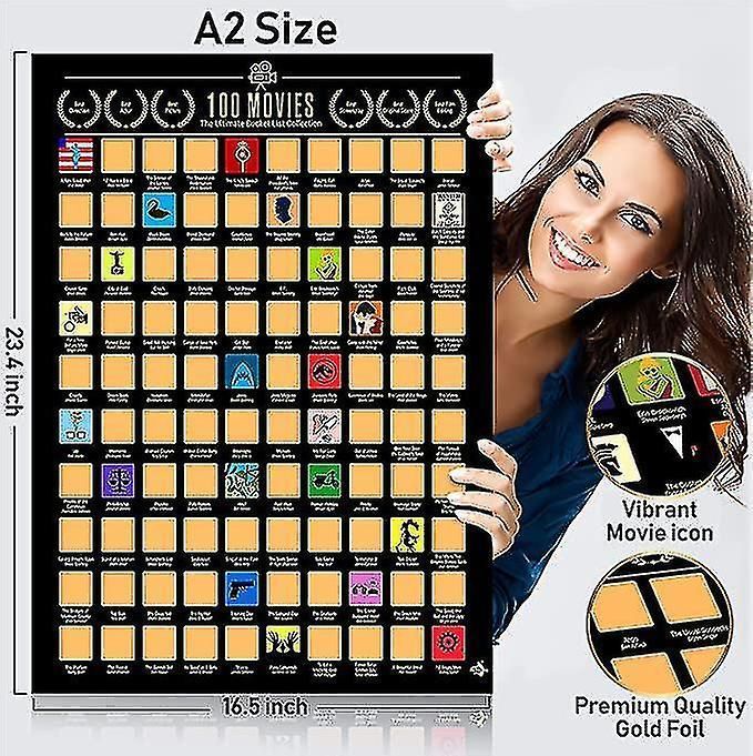 Poster Scratch Off The Top 100 Movies Bucket List Couple Gifts