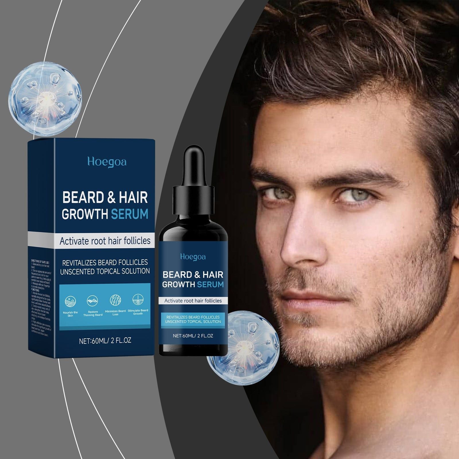 Revitalize Beard Care Essence, Hydrating, Nourishing, Promotes Growth, Soft & Brightening ,60ml