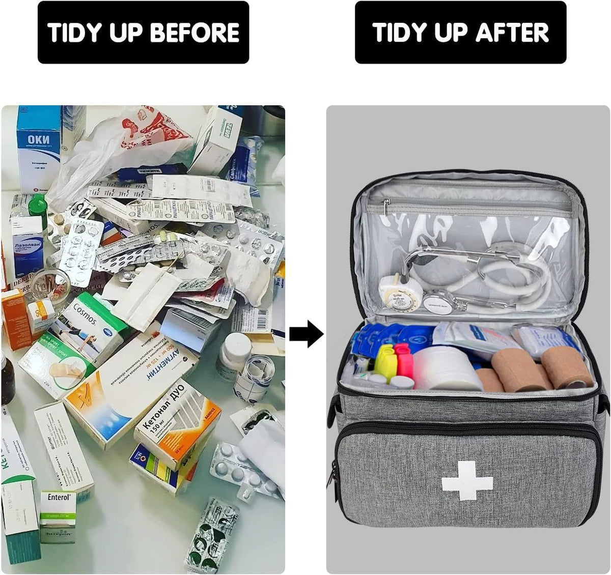 Medicine Storage Bag Family First Aid Box Pill Bottle Organizer for Emergency Medical Supplies