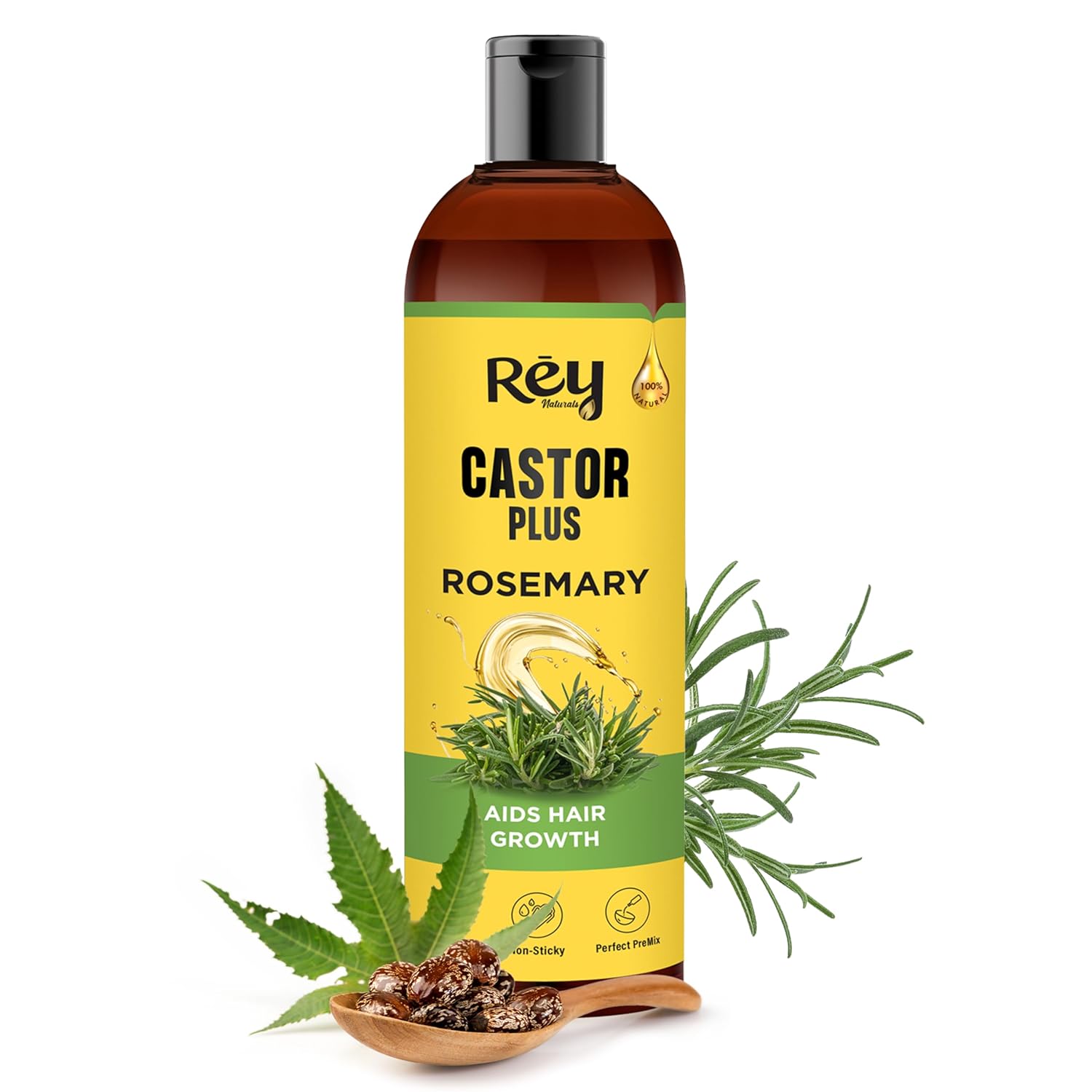 Rey Naturals Castor Oil Plus Rosemary Oil I Pure Rosemary Oil For Hair Growth 200 ml