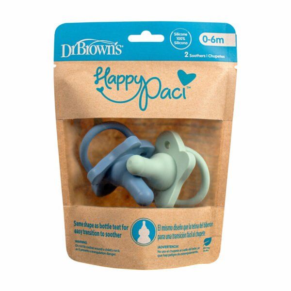 Dr. Browns - HappyPaci Silicone Soother - Pack of 2 - Blue/Green