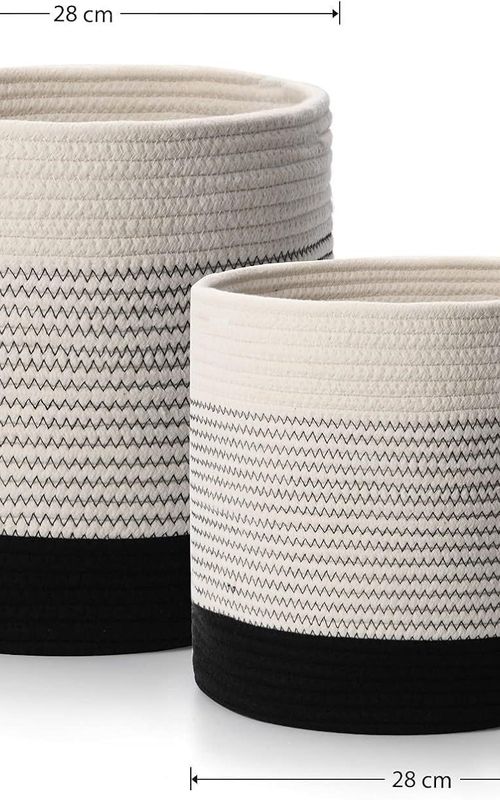 Mini Woven Jute Cotton Rope Plant Storage Basket for Home